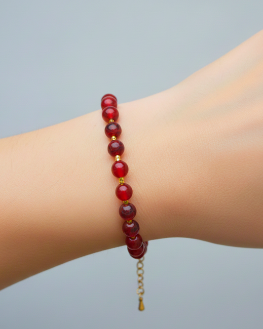 Pulsera Rouge Éternel de Cornalina y Howlita roja con oro 24k