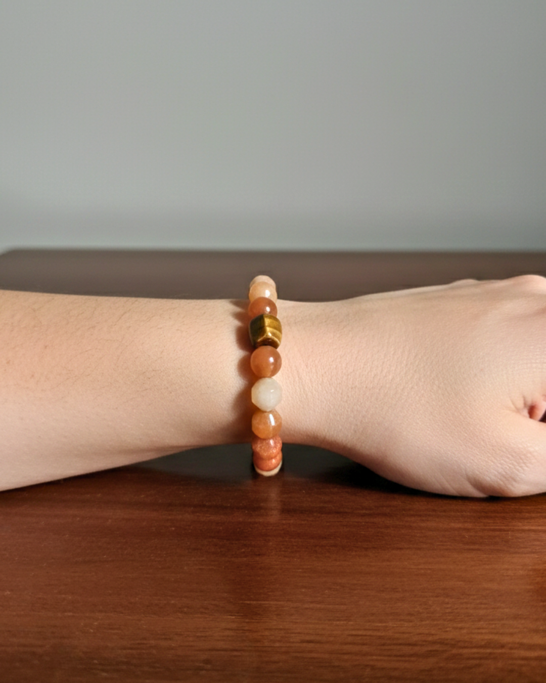 Pulsera de ágata y jade natural.