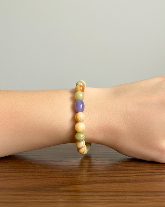 Pulsera de cuencas de jade natural.