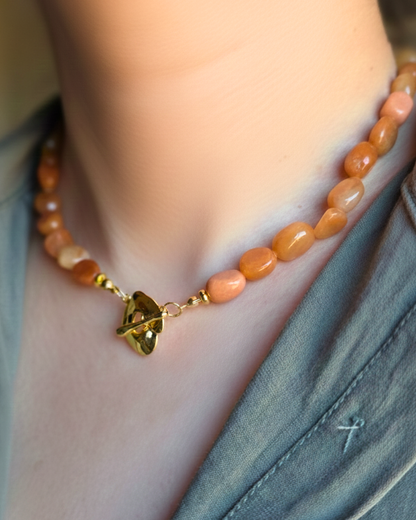 Collar de Aventurina PÊCHE con detalles en oro 18k