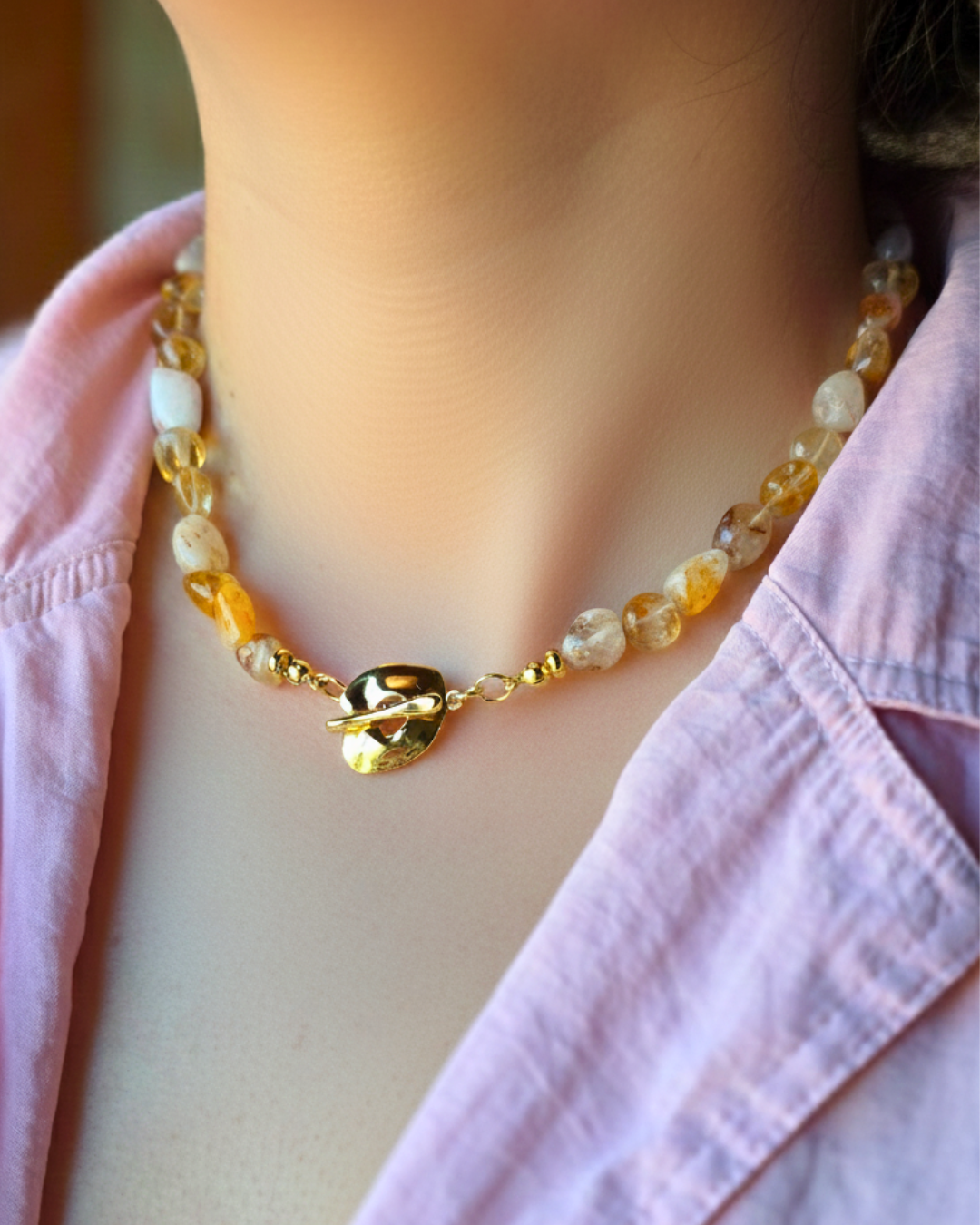 Collar de citrino amarillo CLAIR con detalles en oro 18k